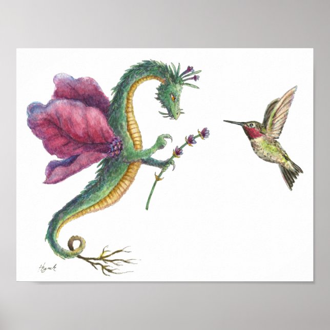 Affiche Imprimé Dragon & Hummingbird (Devant)