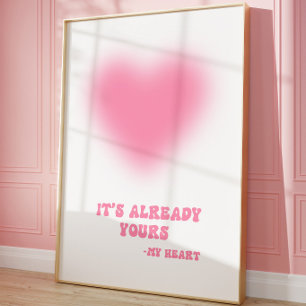 Affiche Imprimé esthétique cœur rose Coquette romantique