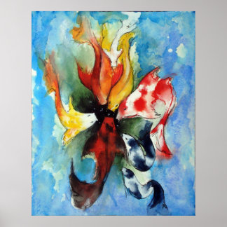 Affiche Imprimé japonais Koi