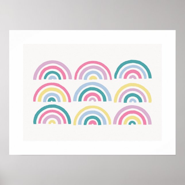 Affiche Imprimé Rainbows Art pour enfants - Turquoise (Devant)