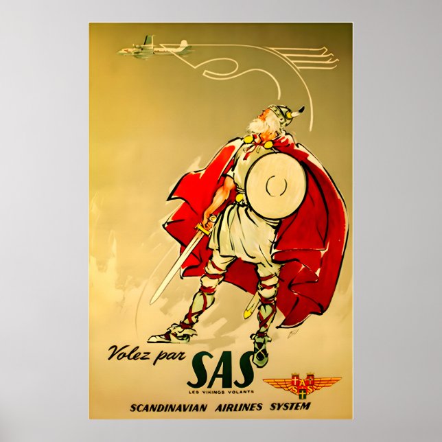 Affiche Imprimé Scandinavie Art Viking SAS Voyage Poste (Devant)