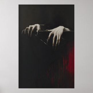 Affiche Imprimé Vampire Dracula Mains Griffues, Art Gothiq