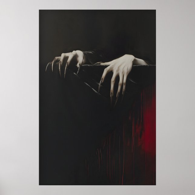 Affiche Imprimé Vampire Dracula Mains Griffues, Art Gothiq (Devant)