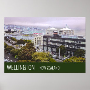 Affiche imprimé Wellington Nouvelle-Zélande sur les déplac