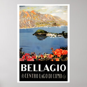 AFFICHE IMPRIMÉE Lake Como Bellagio Vintage Italie