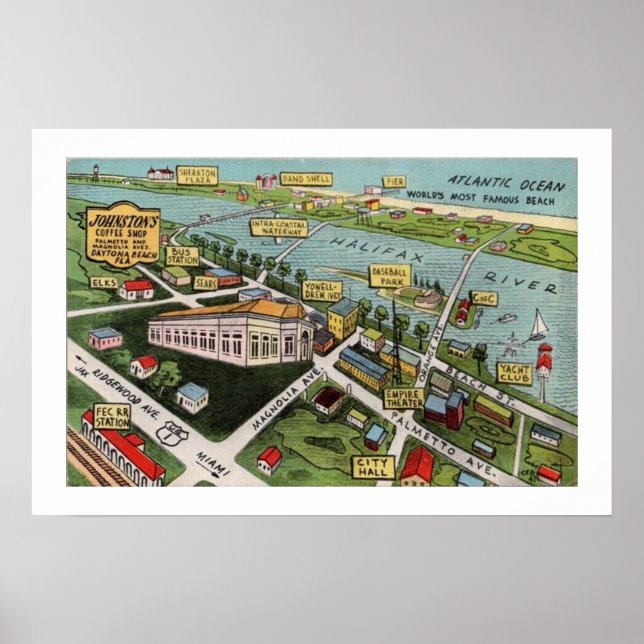 Affiche imprimée vintage de Daytona Beach (Devant)