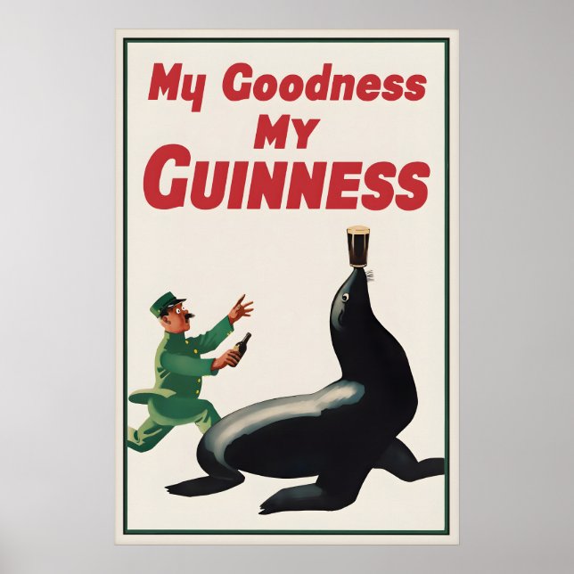 Affiche imprimée vintage Guinness Seal, Mon Dieu (Devant)