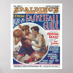 AFFICHE IMPRIMER 1928-29 LIVRE DE RÈGLE DE BASKETBALL COUV