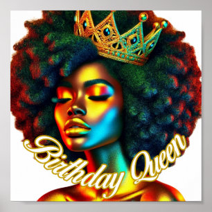Affiche Imprimer Anniversaire Queen Afro