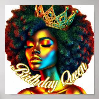 Affiche Imprimer Anniversaire Queen Afro