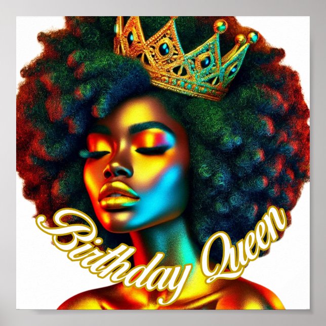 Affiche Imprimer Anniversaire Queen Afro (Devant)