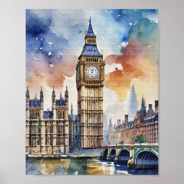 Affiche Imprimer Big Ben London Watercolor (Devant)