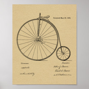 Affiche Imprimer Brevet de vélo Vintage haute roue 1885