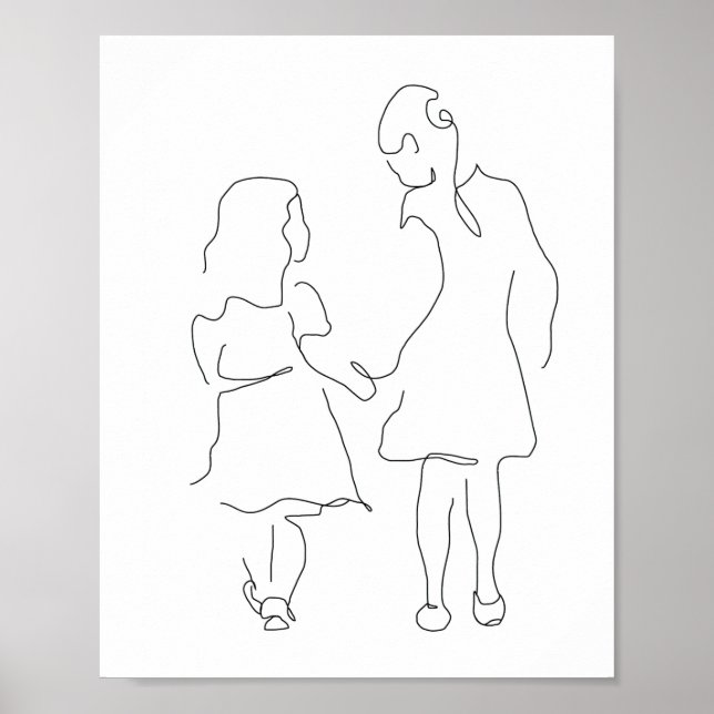 Affiche Imprimer, Cadeau Soeur, Imprimé Familial, Filles (Devant)