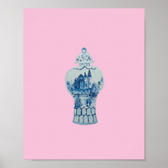 Affiche Imprimer Castle Blue and White Ginger Jar Art (Devant)