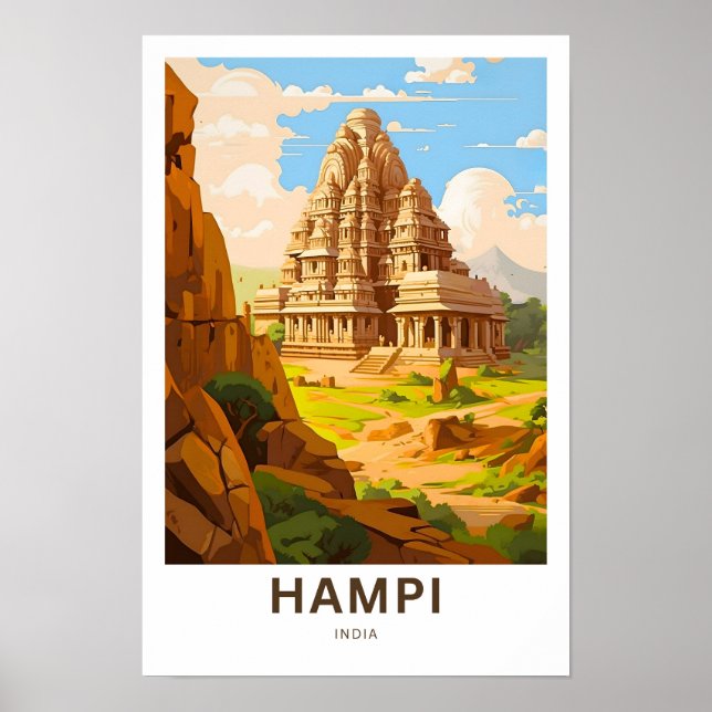 Affiche Imprimer de voyage de Hampi Inde (Devant)