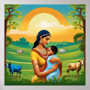 Affiche Imprimer Krishna et Yashoda Indian Mythological Ar