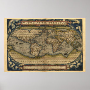 Affiche Imprimer la carte Atlas du monde vintage