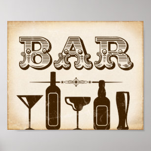 Affiche Imprimer la signature BAR vintage