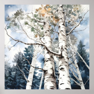 Affiche Imprimer l'aquarelle de la forêt