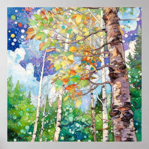 Affiche Imprimer l'aquarelle de la forêt