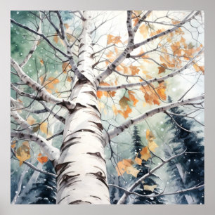 Affiche Imprimer l'aquarelle de la forêt