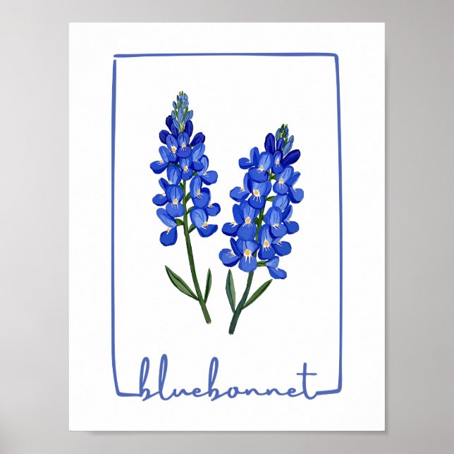Affiche Imprimer l'aquarelle de Texas Bluebonnet (Devant)