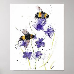 Affiche Imprimer l'aquarelle originale des abeilles et des