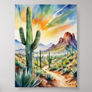 Affiche Imprimer l'aquarelle Saguaro