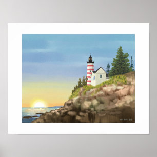 Affiche Imprimer le phare et le coucher du soleil