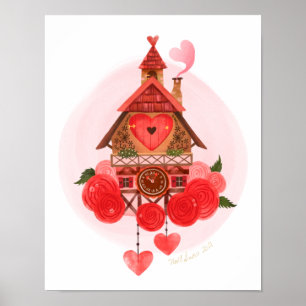 Affiche Imprimer l'horloge Valentine Cuckoo