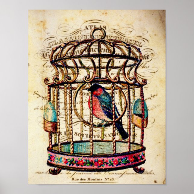Affiche Imprimer Papier Papier Français Bircage vintage (Devant)
