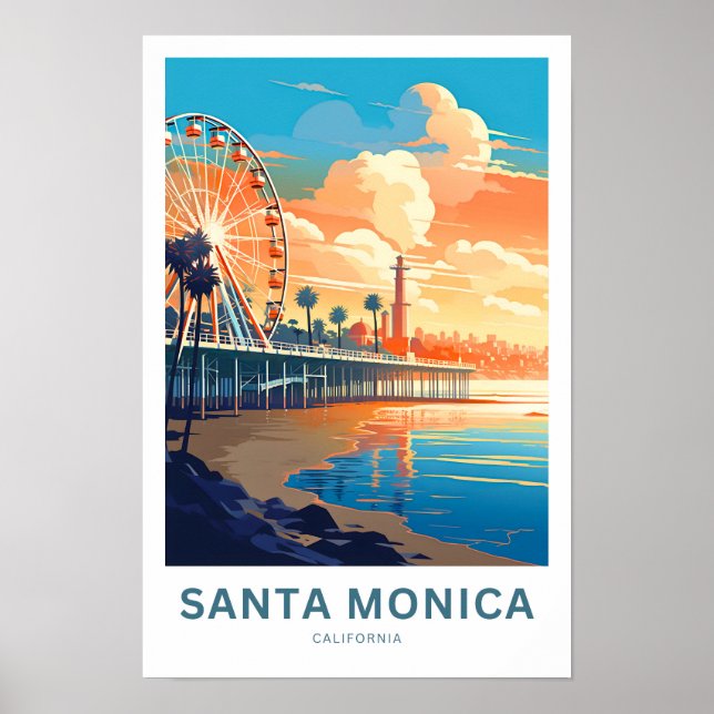 Affiche Imprimer père Noël Monica California Travel (Devant)