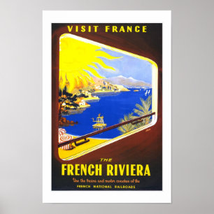 Affiche Imprimer Retro Vintage Image Voyage Riviera France