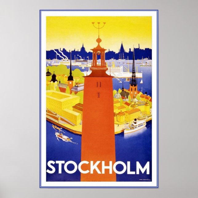 Affiche Imprimer Retro Vintage Image Voyage Stockholm (Devant)