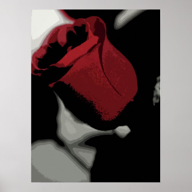 Affiche Imprimer - Rose rouge simple (Devant)