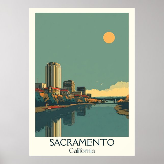 Affiche Imprimer Sacramento California Art | Capitole d'Ét (Devant)
