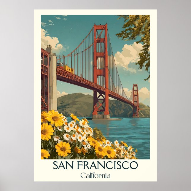 Affiche Imprimer San Francisco California Art | Golden Gat (Devant)