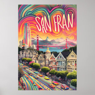 Affiche Imprimer San Francisco Psychedelic Rainbow Art