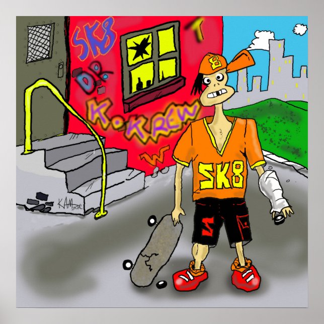 Affiche Imprimer "SK8"- par Kev Moore (Devant)