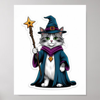 Affiche Imprimer, Valeur (Semi-Brilant) Mini sorcière chat