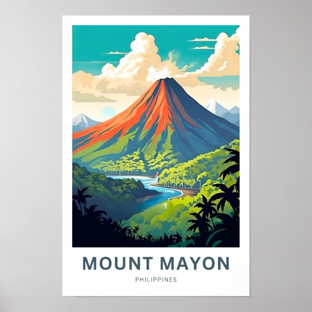 Affiche Imprimer voyage du mont Mayon Philippines (Devant)