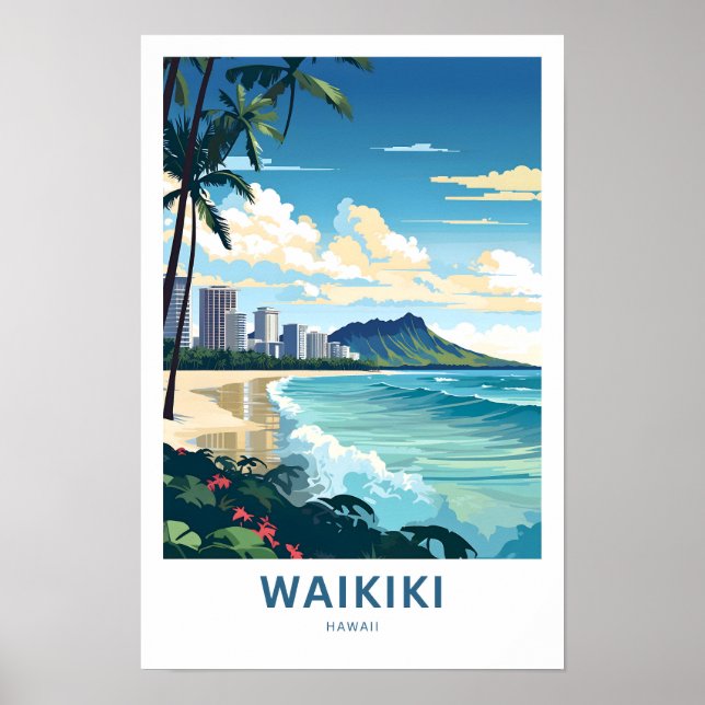 Affiche Imprimer voyage Waikiki Hawaii (Devant)