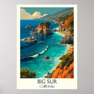 Affiche Imprimerie d'art Big Sur California Paysage côti