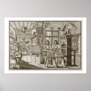 Affiche Imprimerie médiévale allemande (gravure)