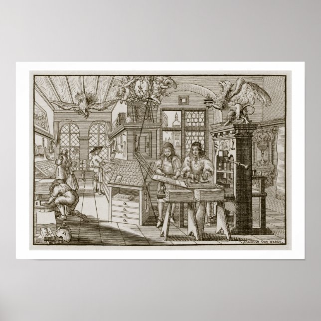 Affiche Imprimerie médiévale allemande (gravure) (Devant)
