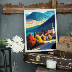 Affiche Imprimerie Whimsical Austria Countryside Art