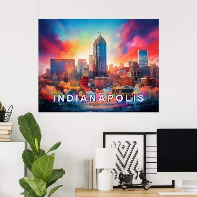 Affiche Imprimez Indianapolis Colorful Abstrait Wall Art (Bureau à domicile)