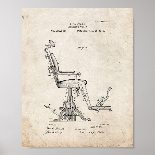 Affiche Improvement In Dentist's Chairs Patent - Old Look (Devant)