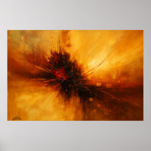 Affiche Impulsion volcanique - Éruption abstraite rouge et